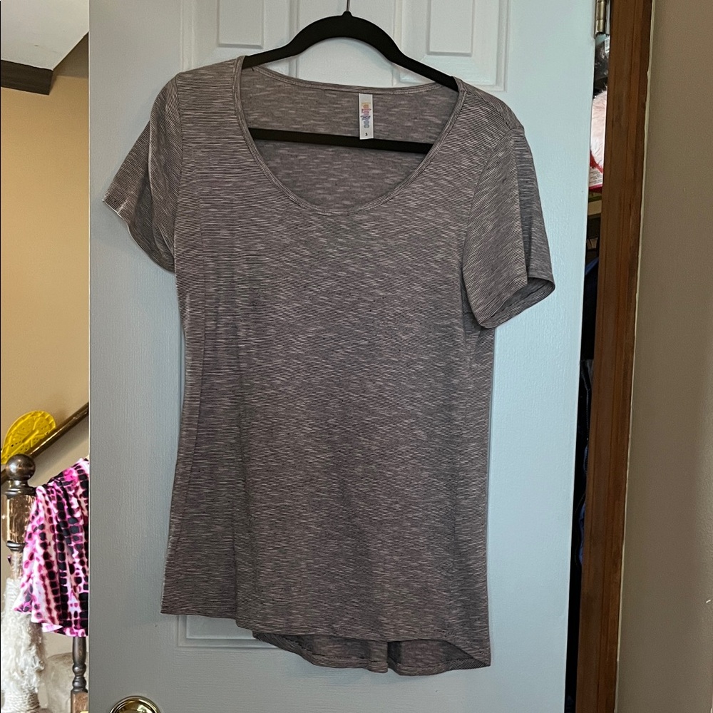 LuLaRoe Heathered Pink & Gray Short Sleeve Top